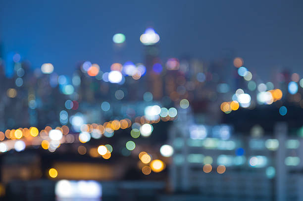 istock Blurred lights, city office building night view 519900204