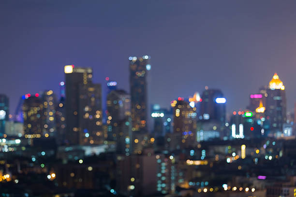 istock Blurred bokeh aerial view office building light 519901052