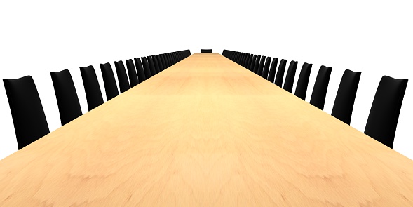 3d rendered front view of Conference Room Table