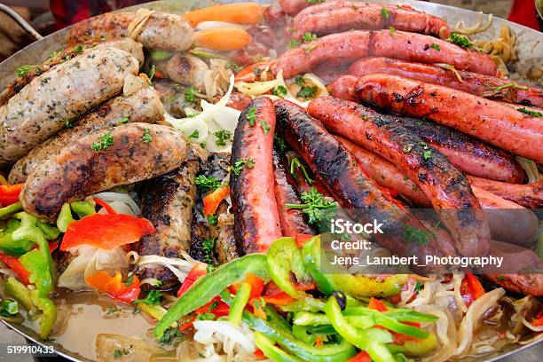 Steaming Sausages Stock Photo - Download Image Now - Agriculture, Barbecue Grill, Beef