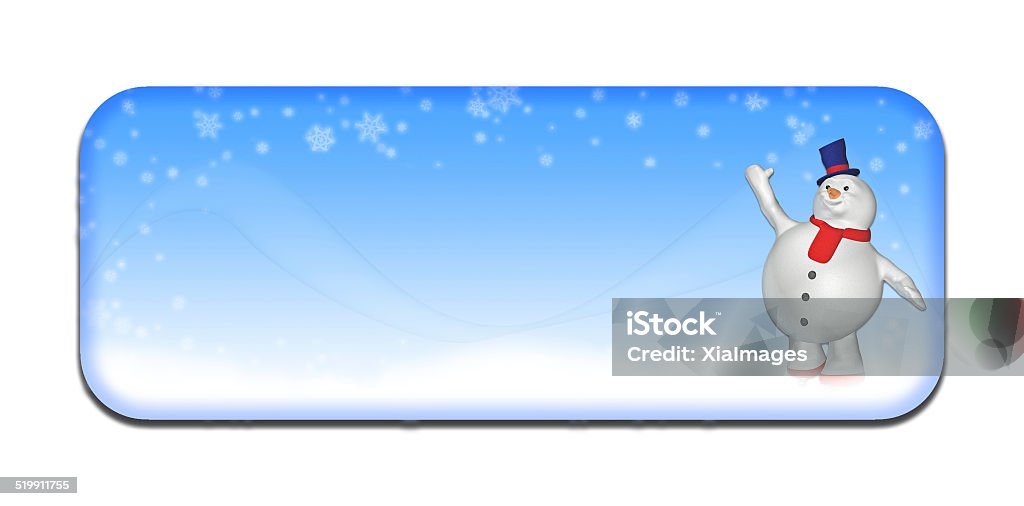 Ilustración de un azul de invierno con un banner de muñeco de nieve - Foto de stock de Alegre libre de derechos