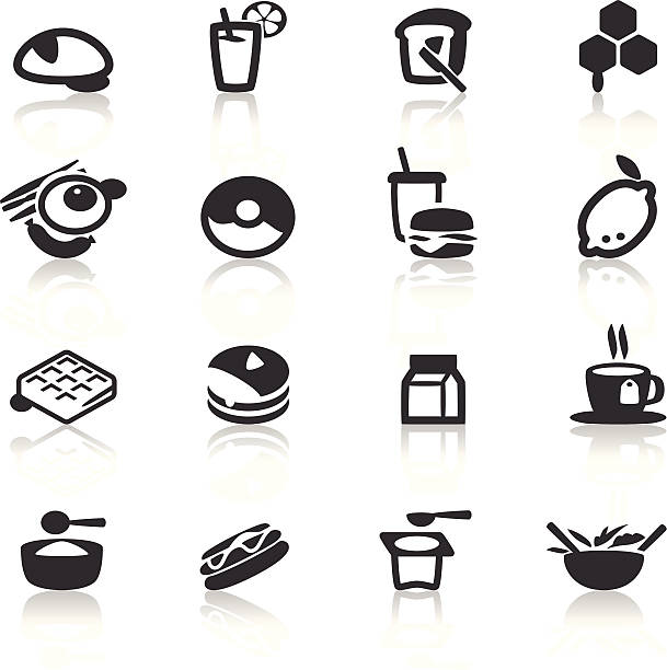 ilustrações, clipart, desenhos animados e ícones de ícone de café-da-manhã - waffle sausage breakfast food
