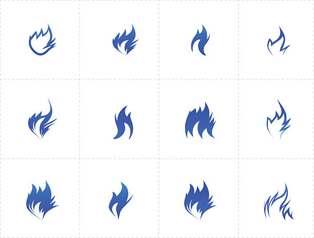 가스 화재 아이콘 세트 벡터에 대한 스톡 벡터 아트 및 기타 이미지 - 벡터, 불, 불길 - Istock