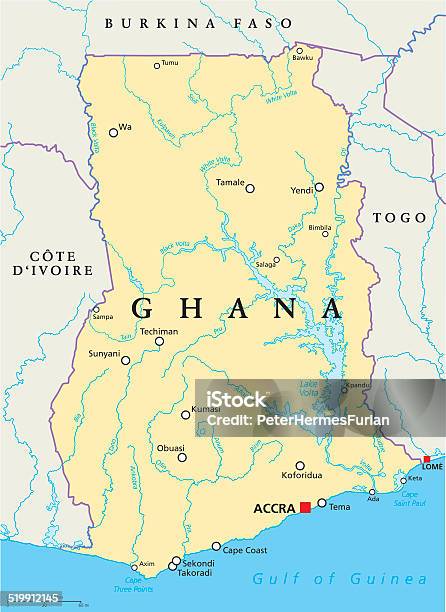 Ghana Political Map Stock Illustration - Download Image Now - Ghana, Map, Accra
