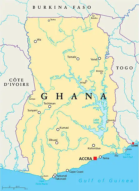 Vector illustration of Ghana Political Map