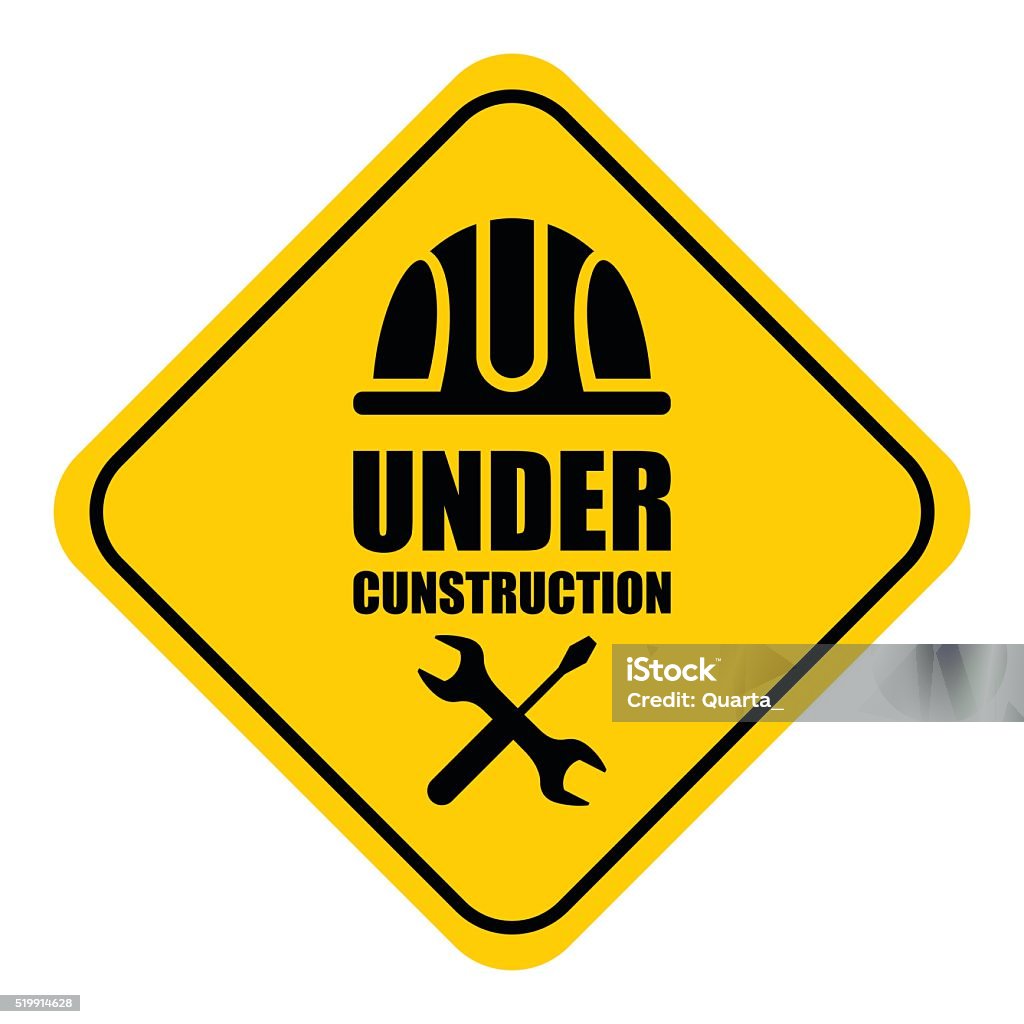 warning sign under construction logo Warning sign under construction. Logo concept. Cartoon flat vector illustration. Objects isolated on a background. Security stock vector