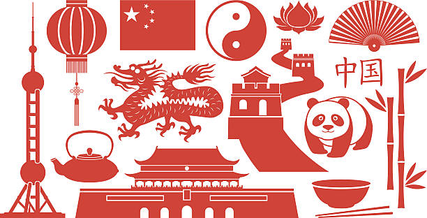 China famous icons Chinese famous icons. chinese food stock illustrations