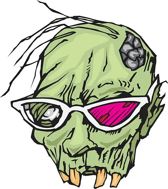 Vector illustration of Zombie with sunglasses