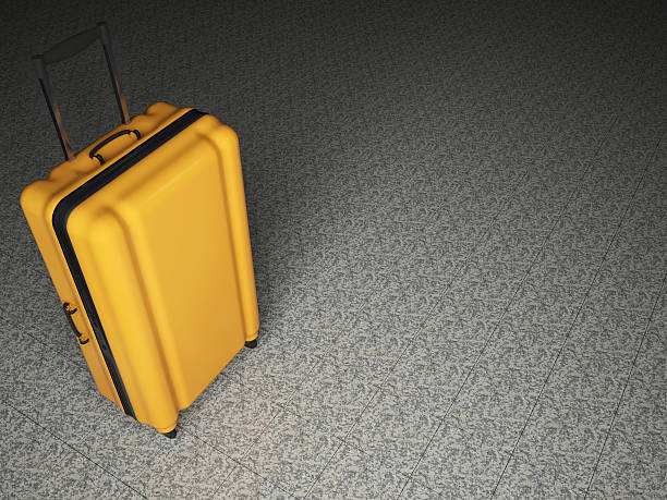 istock Large luggage on stone floor background. 519916896