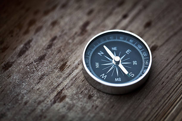Compass on wood stock photo