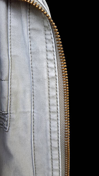 istock gold zipper on retro jacket on black background 519925482