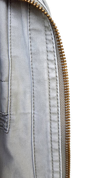 istock gold zipper on retro jacket on white background 519925656