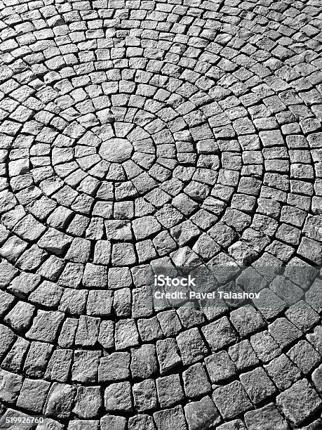 Pavement Flagstone Laid In Circular Pattern Stock Photo - Download Image Now - Backgrounds, Brick, Circle