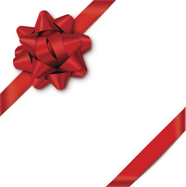 ilustrações de stock, clip art, desenhos animados e ícones de laço de presente vermelho com fitas impressoras - ribbon bow white background red