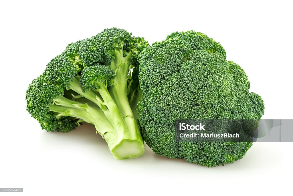 Broccoli Picture of fresh cut broccoli. Broccoli is brightly illuminated and photographed against white background. Broccoli Stock Photo