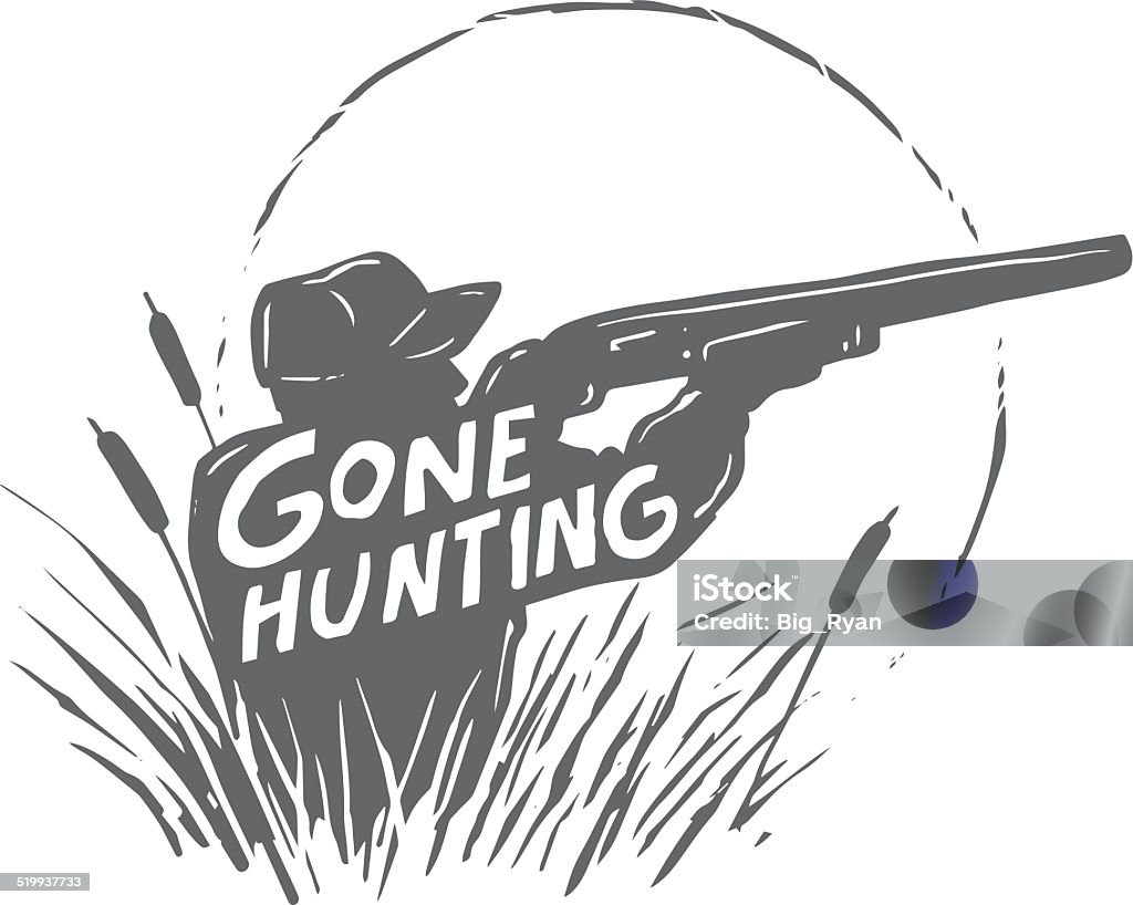 gone hunting shooter silhouette of a man shooting with the text 'gone hunting' Bird Hunting stock vector