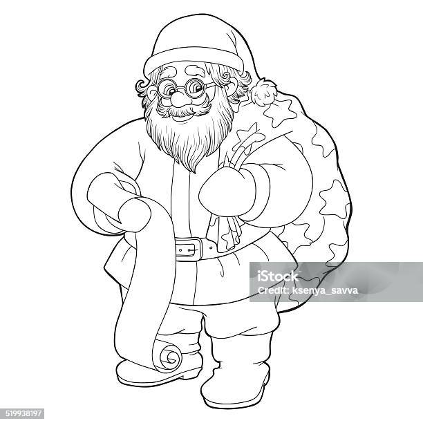 Coloring Book Stock Illustration - Download Image Now - Outline, Santa Claus, Activity