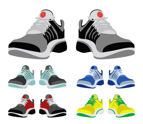 bildbanksillustrationer, clip art samt tecknat material och ikoner med sport shoes - sportskor