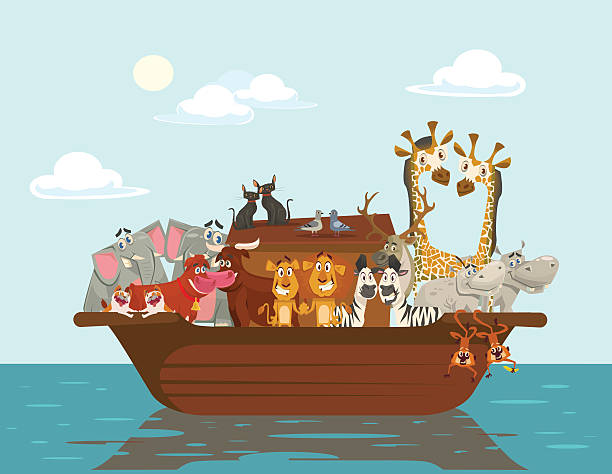 illustrations, cliparts, dessins animés et icônes de arche de noé. vector illustration de dessin animé à - arche de noé