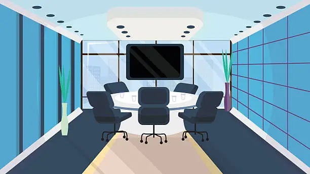 Vector illustration of Office interior in flat style.