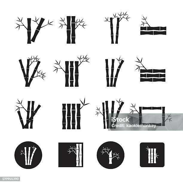 Bamboo Vector Icon Set Stock Illustration - Download Image Now - Asia, Computer Graphic, Decoration