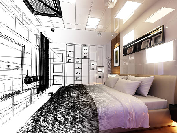 istock abstract sketch design of interior bedroom 519956820