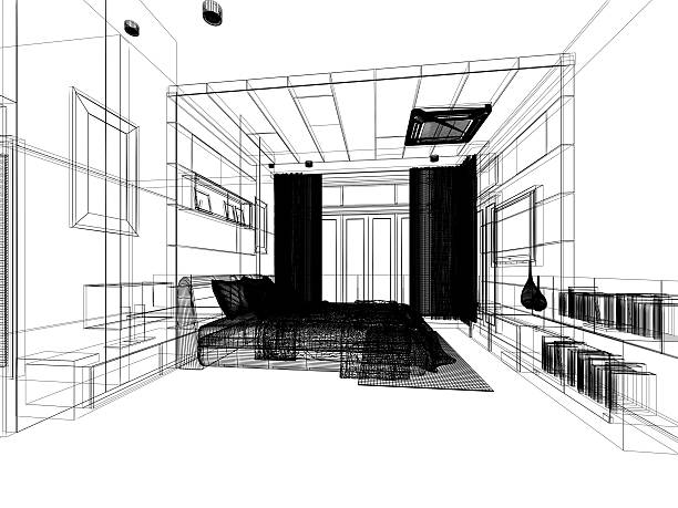 istock abstract sketch design of interior bedroom 519957022