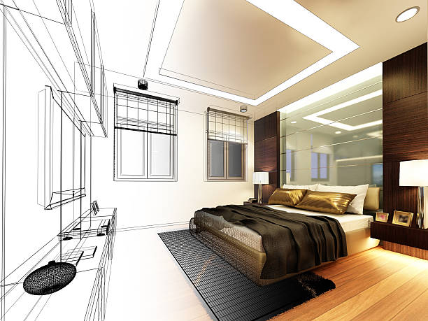 istock abstract sketch design of interior bedroom 519957212