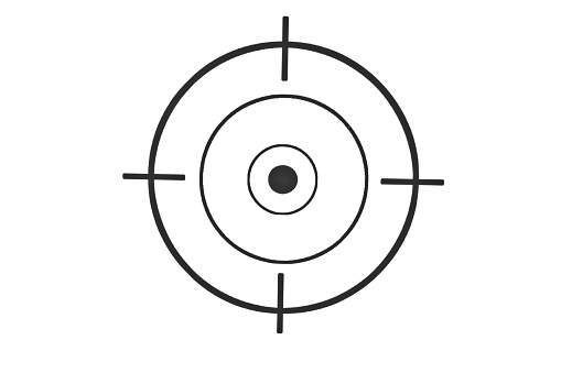 Black round target with crosshair for firing exercises on paper