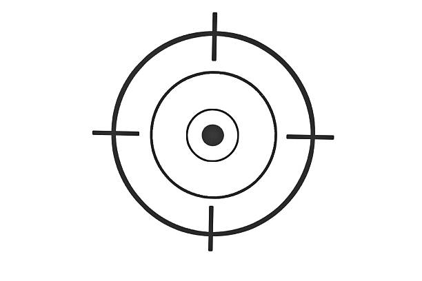 Crosshair on paper Black round target with crosshair for firing exercises on paper crosshair stock pictures, royalty-free photos & images