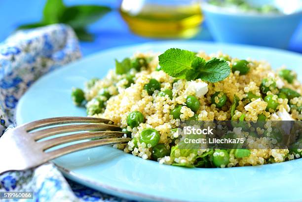 Quinoa Salad With Green Peafeta And Mint Stock Photo - Download Image Now - Quinoa, Green Pea, Mint Leaf - Culinary