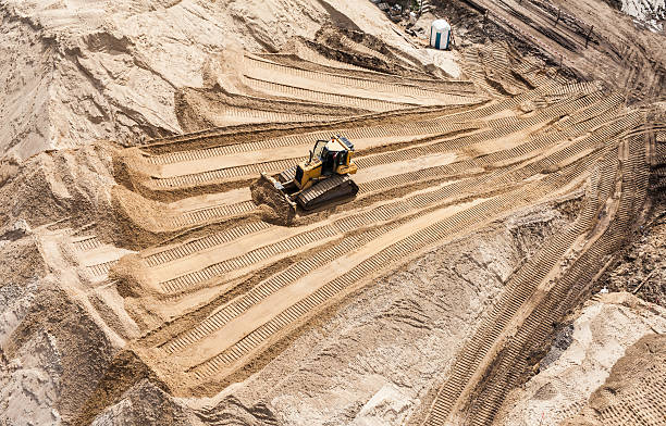 istock Aerial view of the working earth mover 519960084