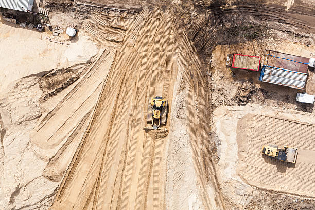 istock Aerial view of the working earth mover 519960390