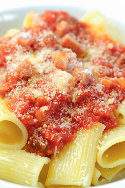 istock Amatriciana rigatoni pasta closeup 519963060