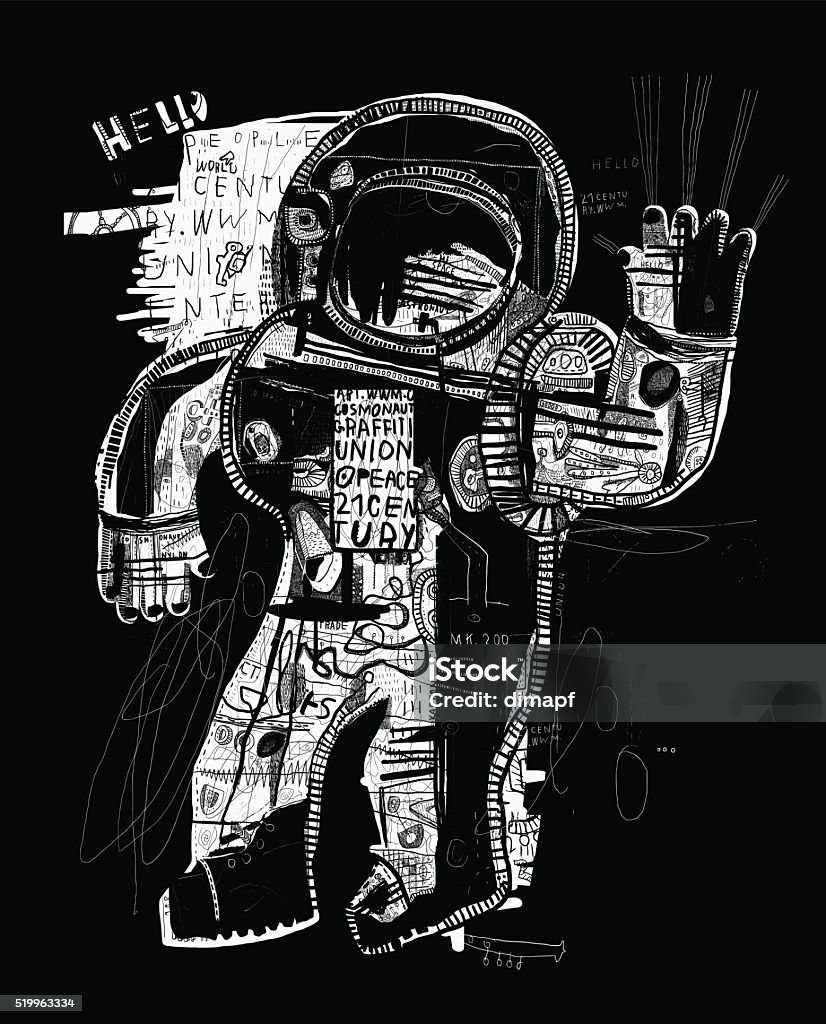 Cosmonaute - clipart vectoriel de Art de la rue libre de droits