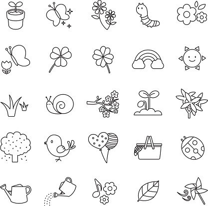 Spring Outlines Vector Icons Stock Illustration - Download Image Now ...
