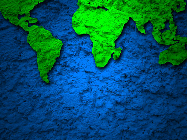 istock green grunge earth map on a blue background 2 519966890