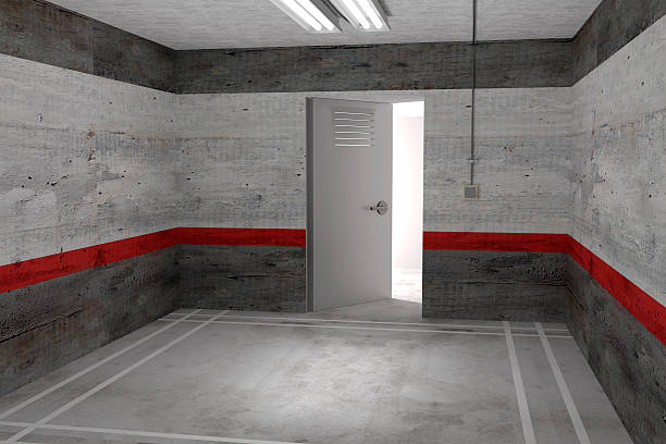 istock Illustration of empty room with open door 519967778