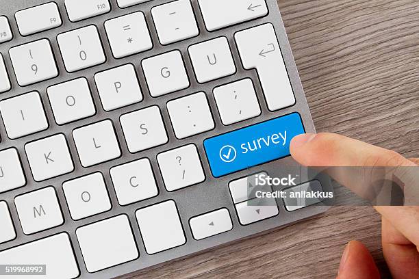 Survey Button On Computer Keyboard Stock Photo - Download Image Now - Questionnaire, Surveyor, Internet