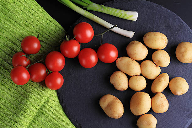 New potatoes, green onion, cherry tomatoes