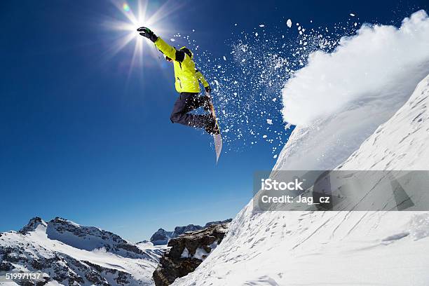 Free Ride Snowboarder Stock Photo - Download Image Now - Winter Sport, Snowboarding, Falling