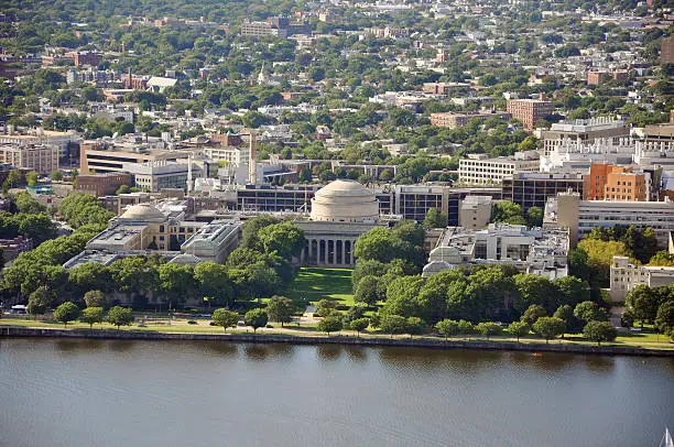 Aerial view of Massachusetts Institute of Technology (MIT), Cambridge, Massachusetts, USA