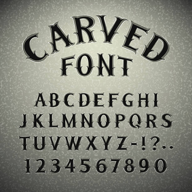 Font Carved in Stone Font Carved in Stone. In the EPS file, each element is grouped separately. Clipping paths included in additional jpg format. tombstone stock illustrations