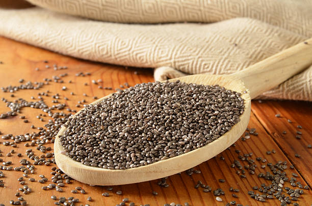 органические чиа семян - tablespoon chia healthy eating seed стоковые фото и изображения