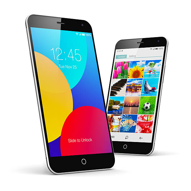 Modern touchscreen smartphones stock photo