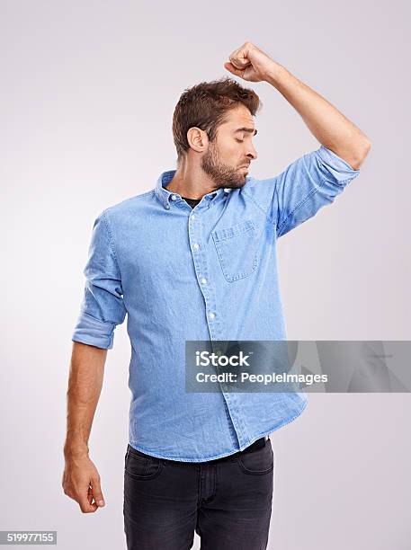 Deodorant Needed Stock Photo - Download Image Now - Sweat, Armpit, Unpleasant Smell