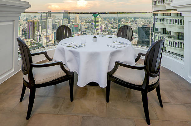 Seat and Table on terrace with high view
