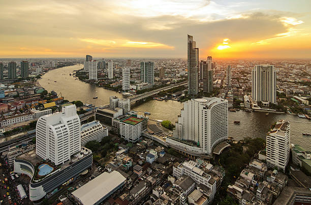 istock Bangkok cityscape from top view with river 519977767
