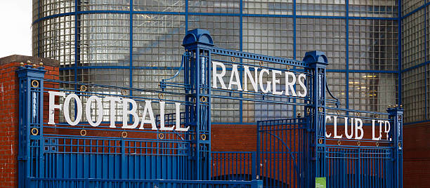 Glasgow Rangers Gates Glasgow, Scotland - July 26, 2014: The gates outside the Bill Struth Main Stand at Ibrox Stadium, home of Glasgow Rangers Football Club in Scotland. ibrox stock pictures, royalty-free photos & images