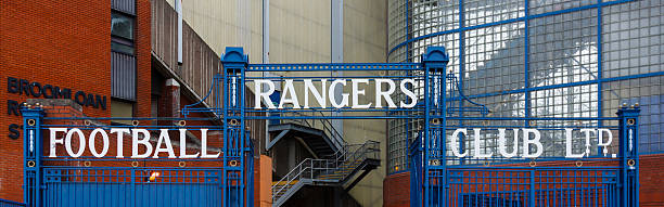 Glasgow Rangers Gates Glasgow, Scotland - July 26, 2014: The gates outside the Bill Struth Main Stand at Ibrox Stadium, home of Glasgow Rangers Football Club in Scotland. ibrox stock pictures, royalty-free photos & images